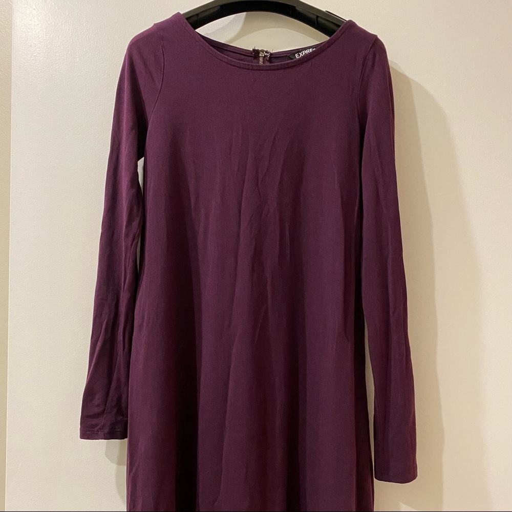 Express Plum Long Sleeve A-Line Mini Dress | Work to Weekend